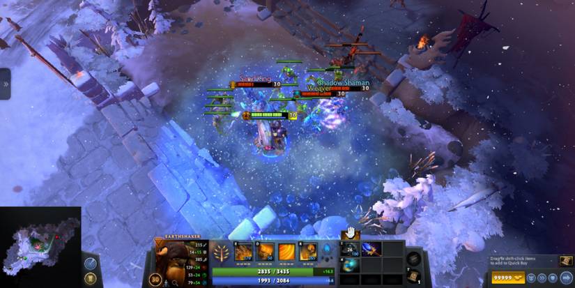 Dota 2 - Shiva’s Guard And Radiance - Player activates Arctic Blast on multiple enemies