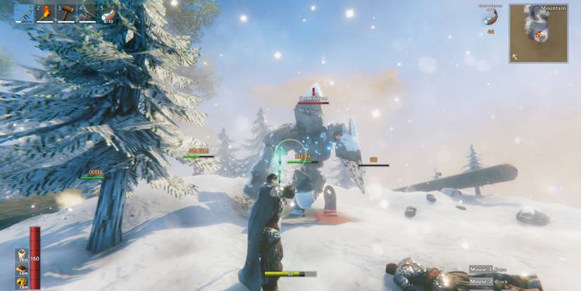 Early Access Games - Valheim - Player fights stone giant