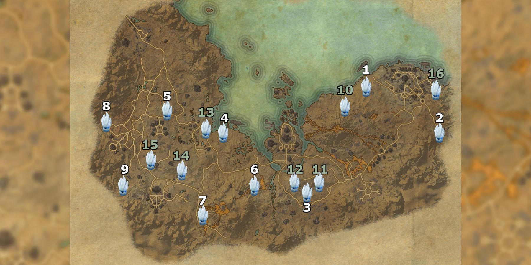 Elder Scrolls Online Stonefalls Skyshard Locations Guide Map Numbered