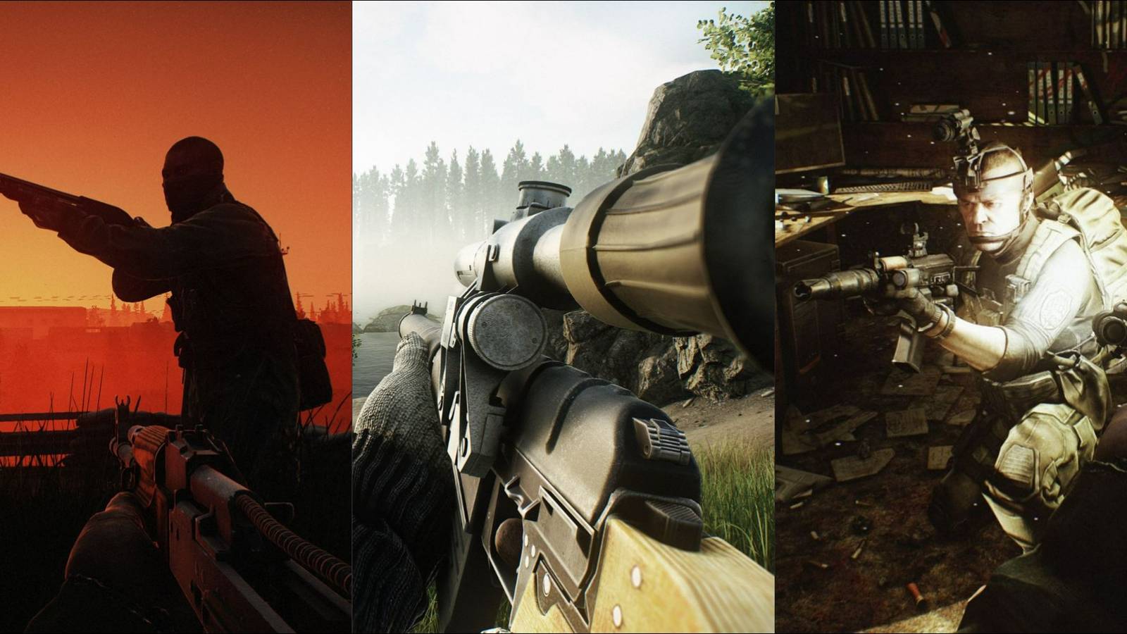 A Scav, a sniper, and a scav being shot at in Escape from Tarkov