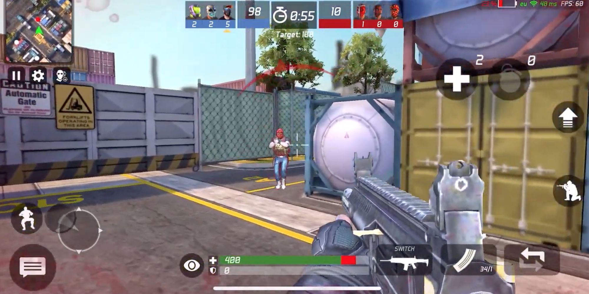 FPS Games on Mobile - MaskGun - Player shoots enemy at close-range