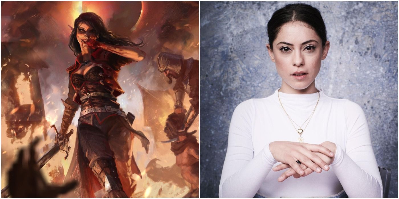 Rosa Salazar and Falka in The Witcher: Gwent