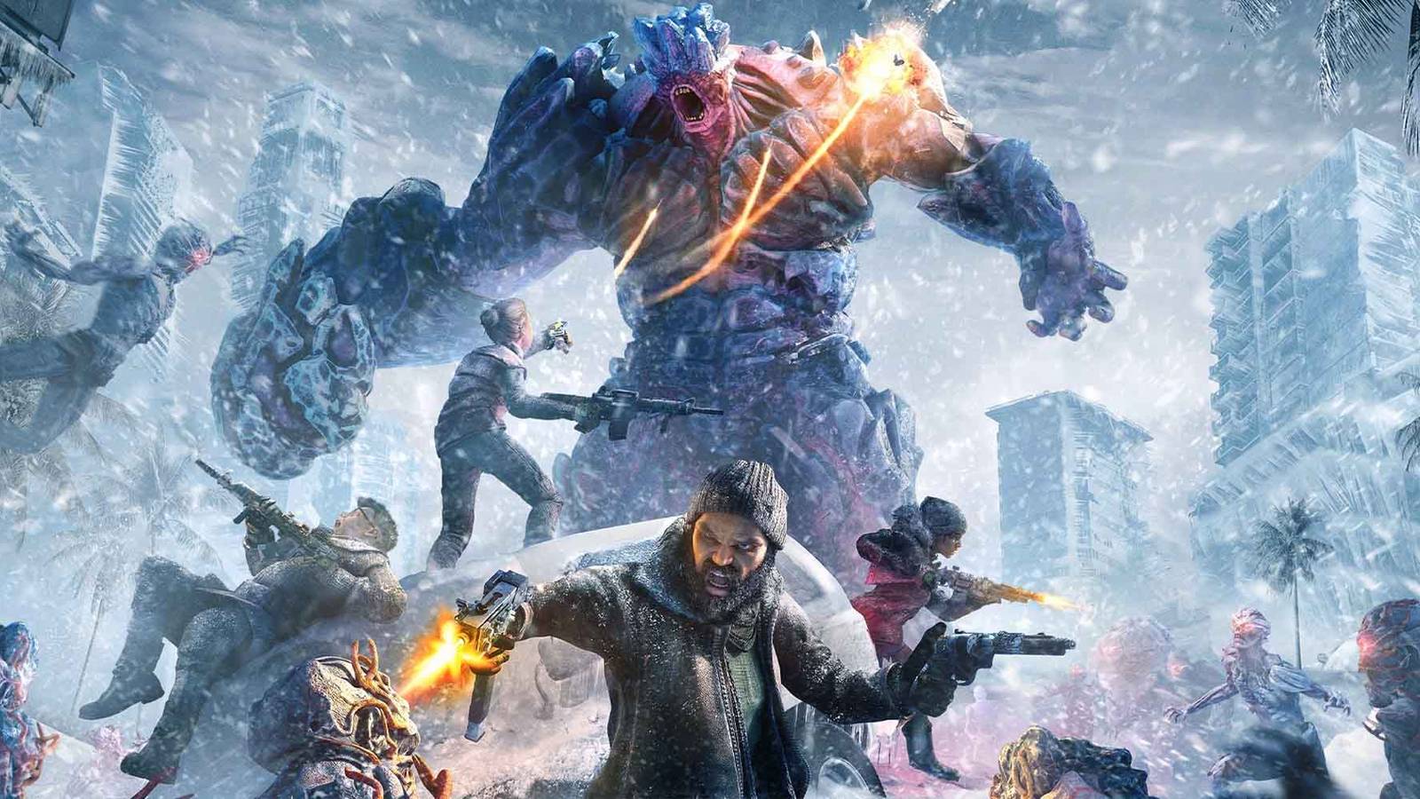  Promotional Image for After The Fall showing people fighting snowbreed.