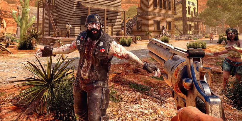 Shooting at zombies with a revolver in 7 Days to Die