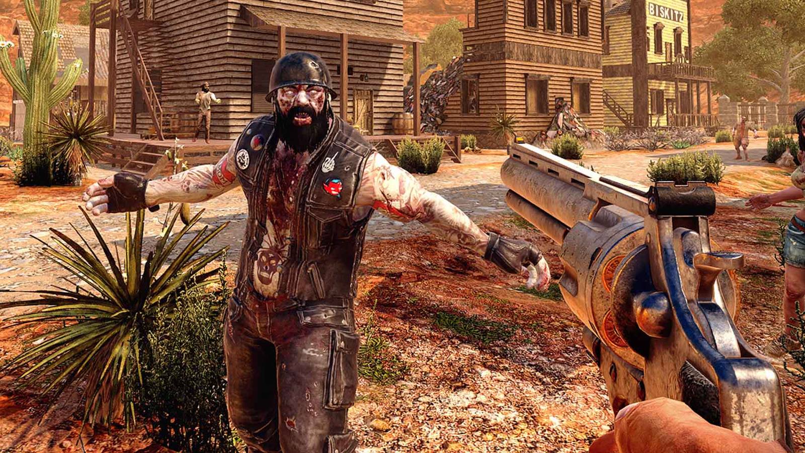 Shooting at zombies with a revolver in 7 Days to Die