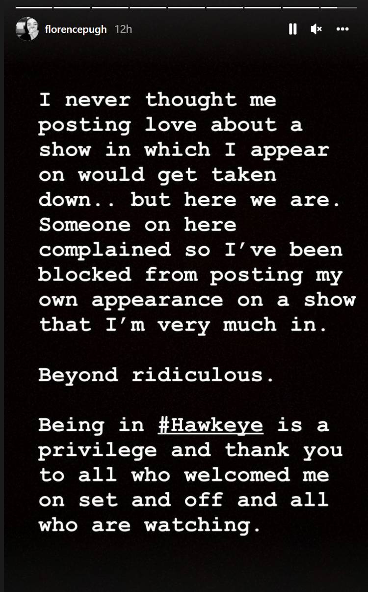Florence Pugh blocked on Instagram