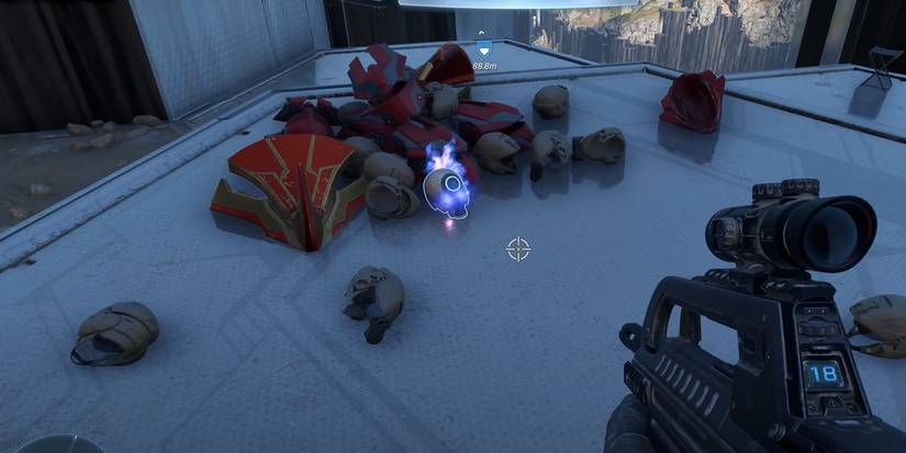 Fog Skull Location in Halo Infinite beside red debris