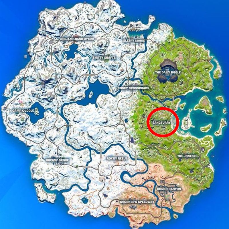 Fortnite Chapter 3 Sanctuary Mythic Weapon Location