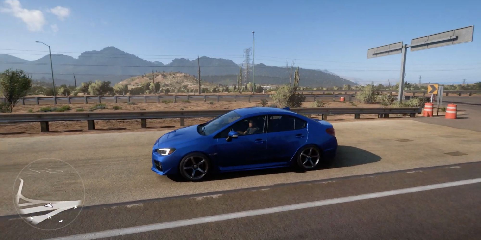Forza Horizon 5 - Subaru WRX STI - Player drives car alongside the mountains