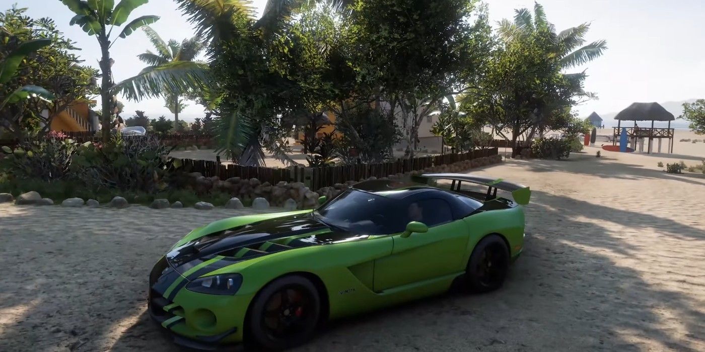 Forza Horizon 5 Dodge Viper SRT10 ACR at beach with palm trees