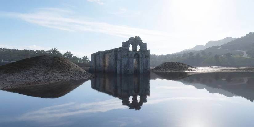 Forza Horizon 5 The Temple Of Quechula on the water