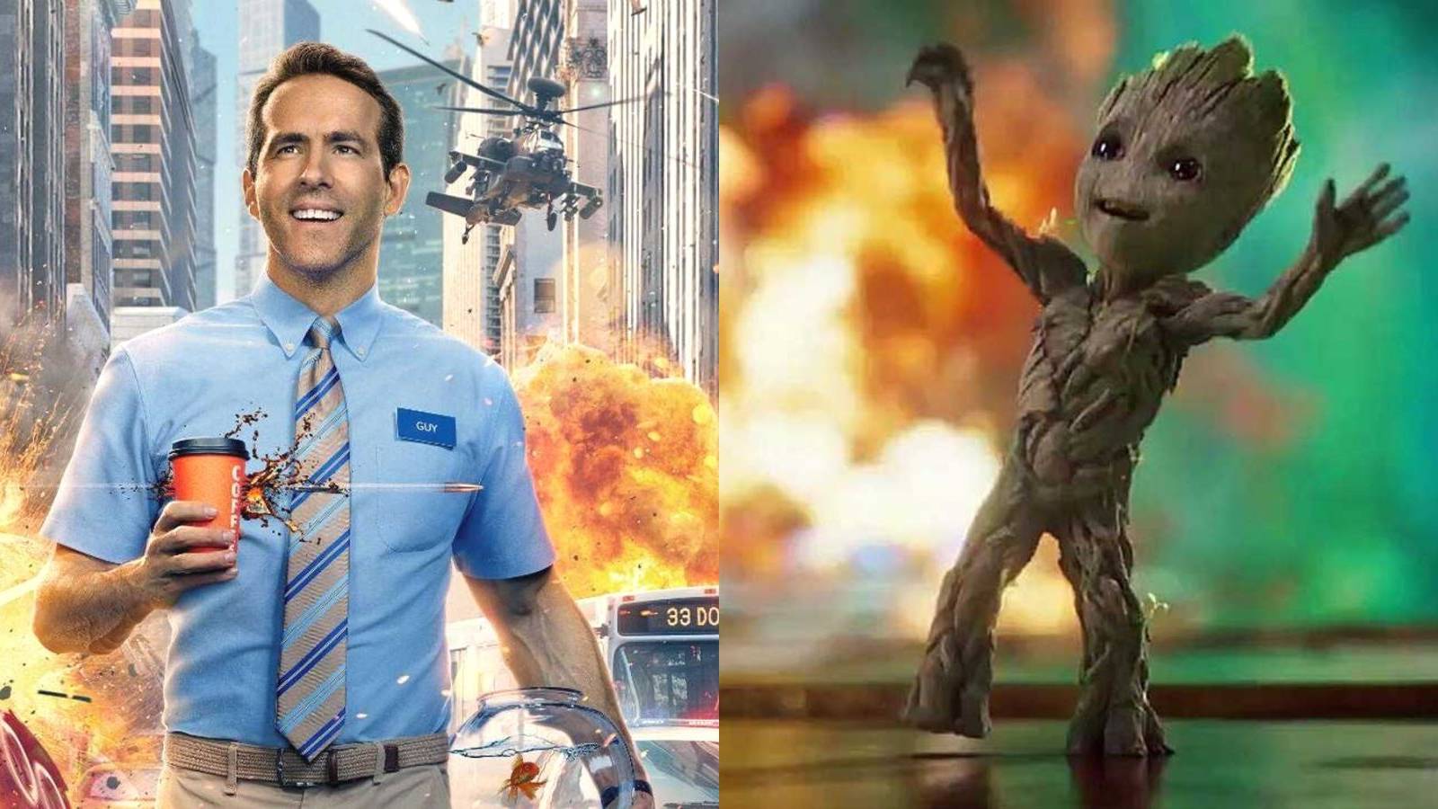 Ryan Reynolds and Baby Groot