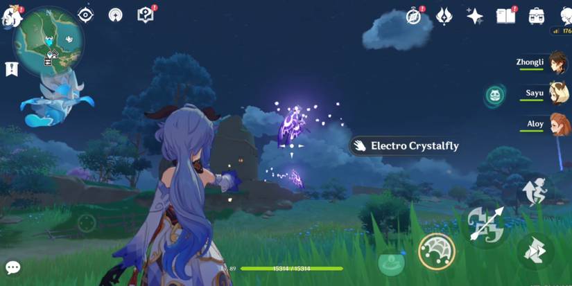 Ganyu catching Electro Crystalfly with Omni-Ubiquity Net