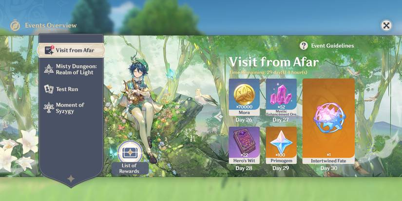 Genshin Impact rewards mockup days 26 to 30