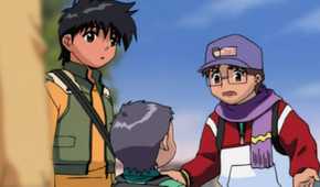 Three characters from Ghost Stories anime outside