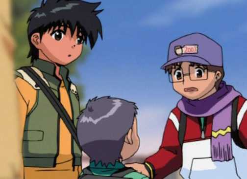 Three characters from Ghost Stories anime outside