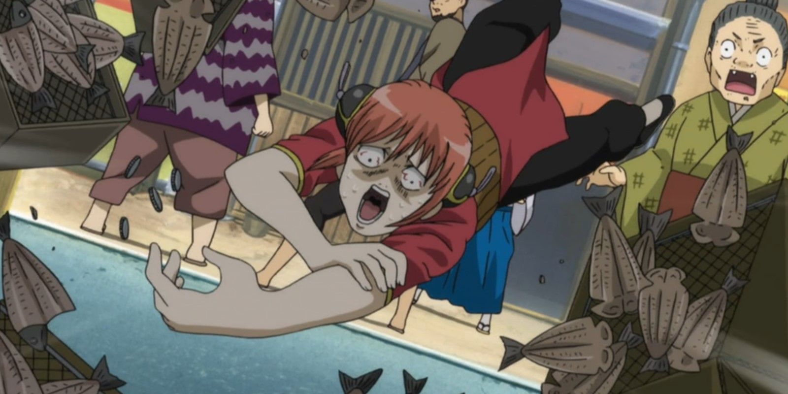 Gintama Kagura trying to fake a fall