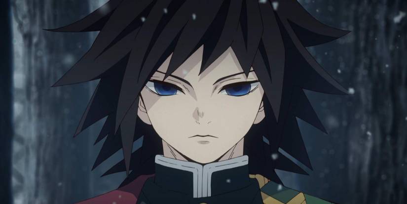 Giyu Tomioka with an emotionless expression in demon slayer