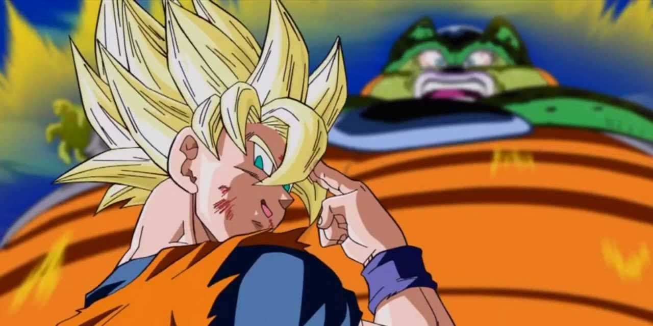 Goku sacrificing himself by moving Cell in Dragon Ball Z