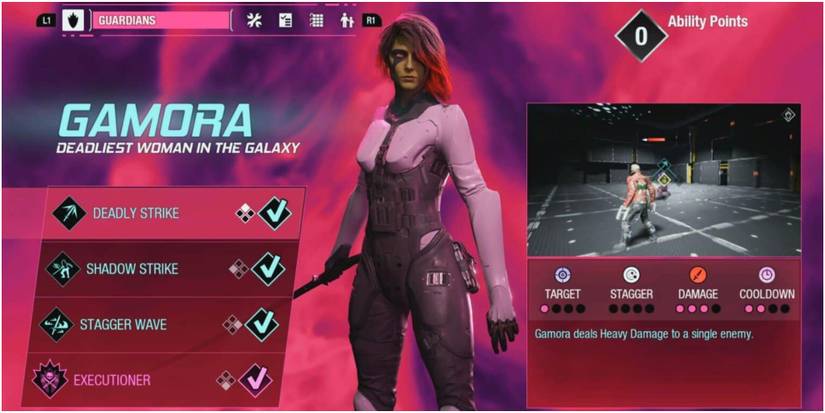 Gamora Abilties Screen
