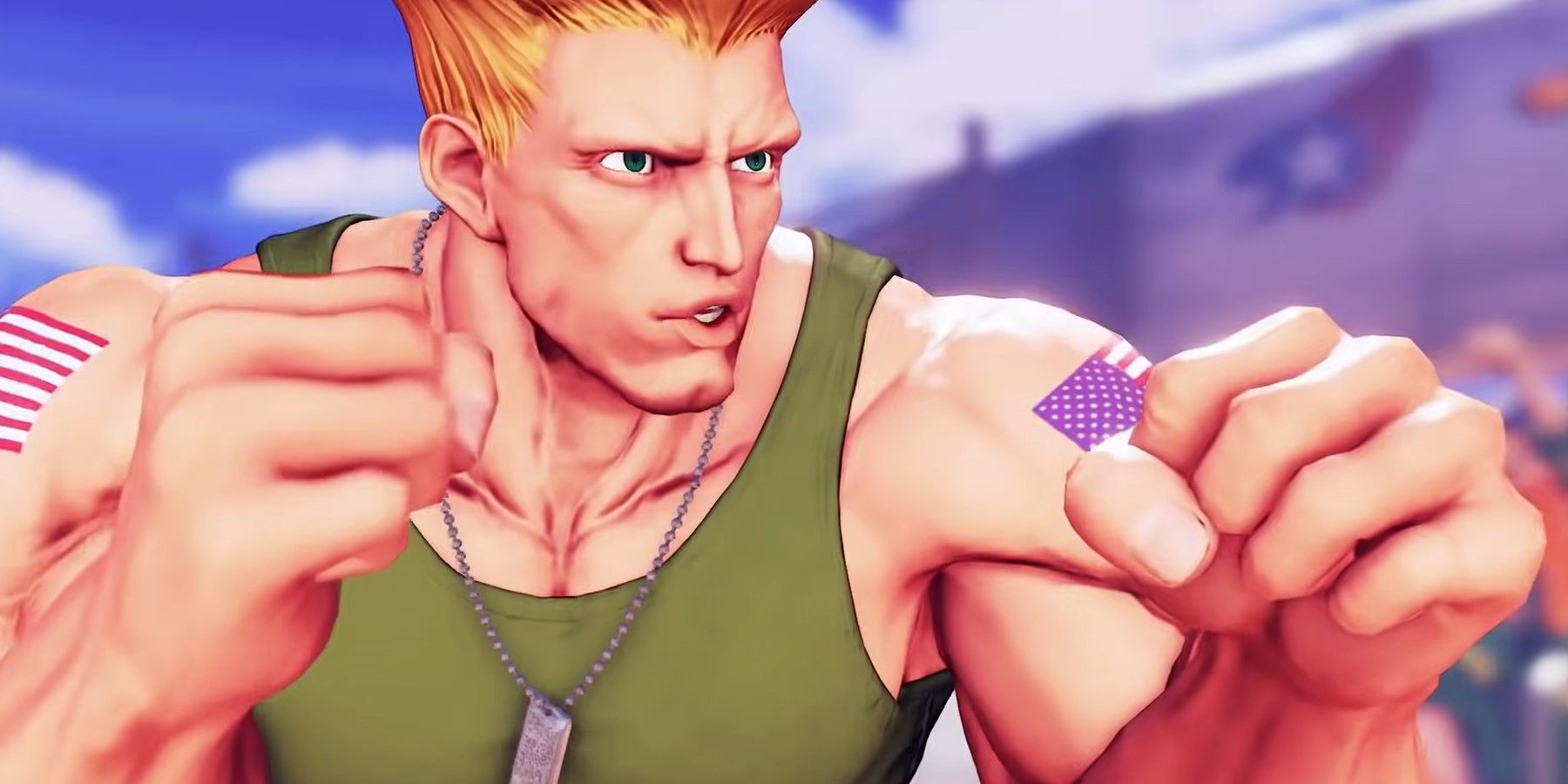 Guile getting into battle stance