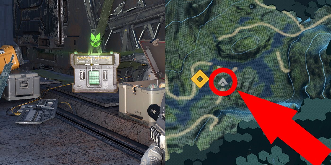 Halo Infinite Pelican Down Collectibles Spartan Core 4 circled on map