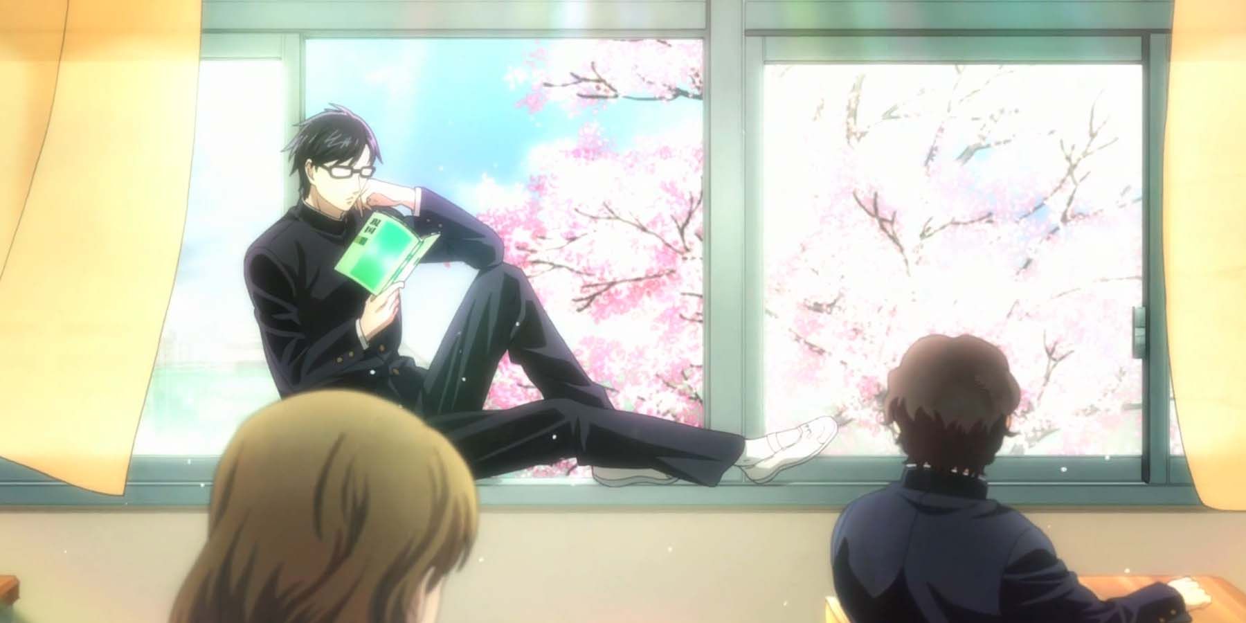 Haven’t You Heard I’m Sakamoto anime Sakamoto sitting on window