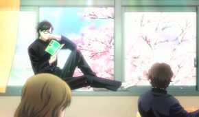 Haven’t You Heard I’m Sakamoto anime Sakamoto sitting on window