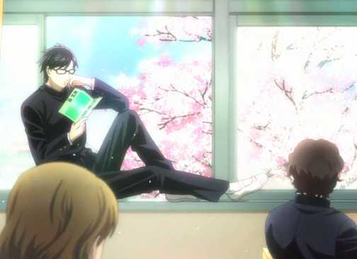 Haven’t You Heard I’m Sakamoto anime Sakamoto sitting on window