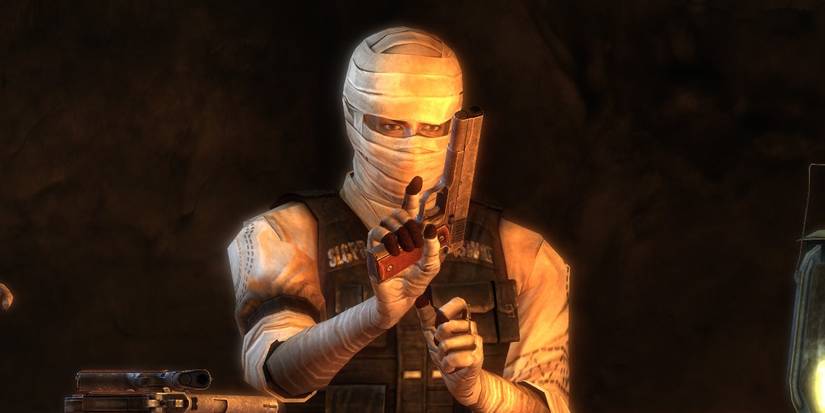 Joshua Graham loading guns. 