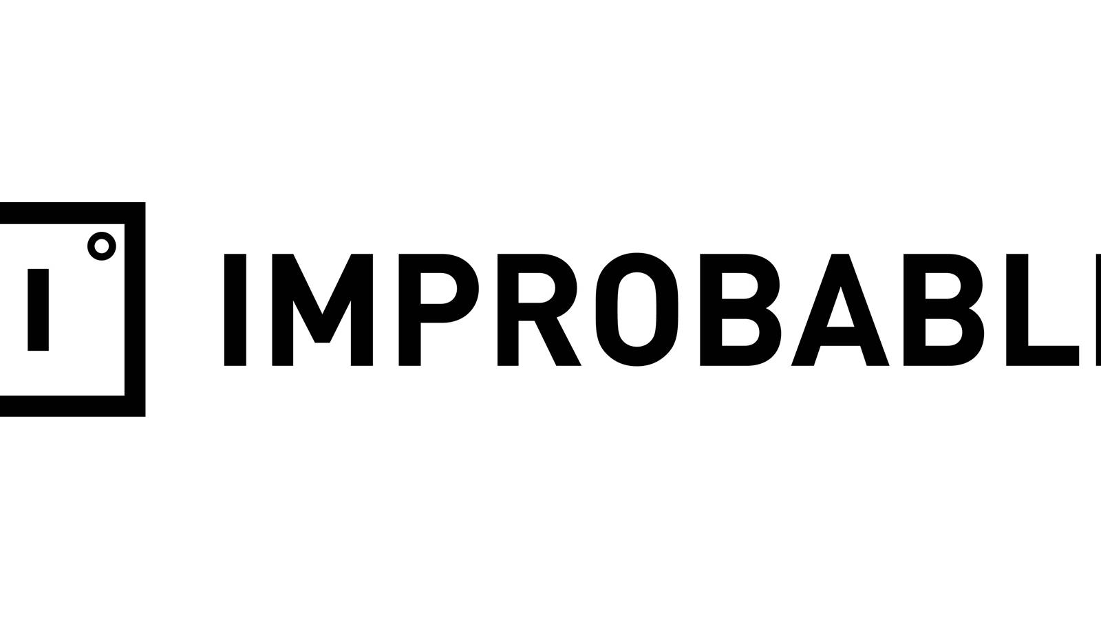 Improbable black logo on white