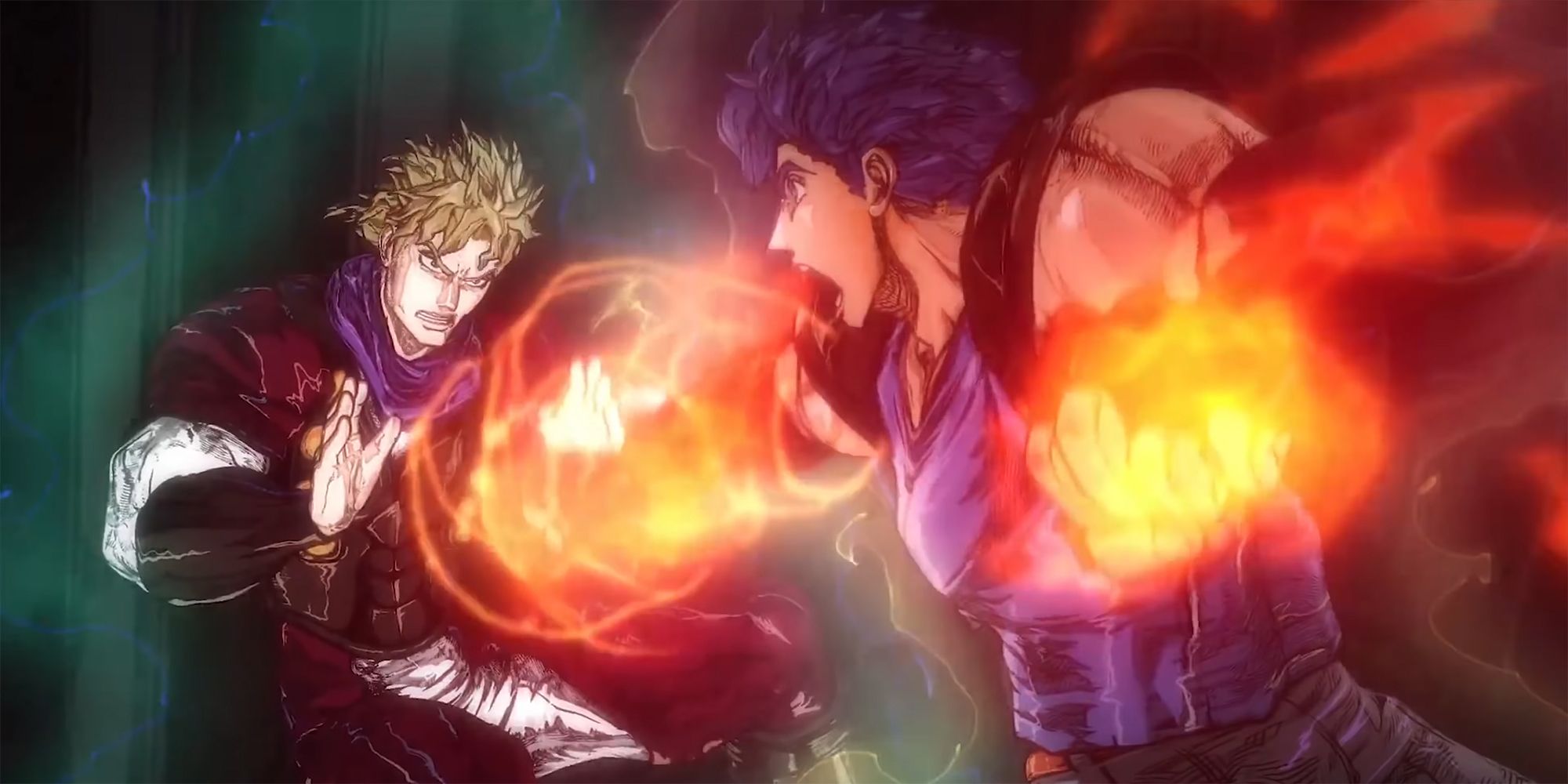 Jojo's Bizarre Adventure - Still Frame From Part 1 OP Sono Chi No Sadame With Dio And Jonathan About To Punch Each Other