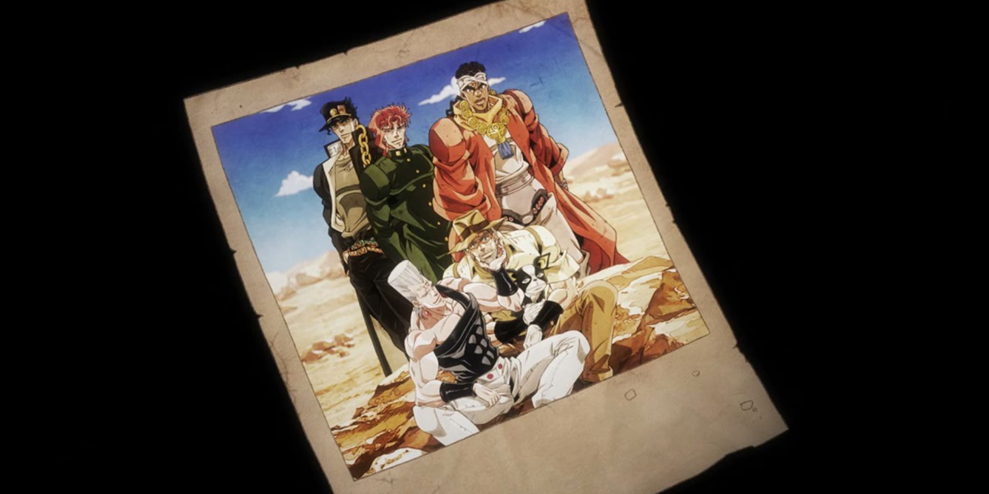 Jojo's Bizarre Adventure - Still Frame From Part 3 ED Last Train Home Of A Polaroid With The Whole Group Standing Together
