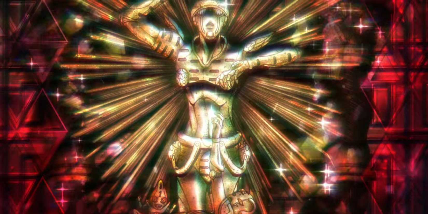 Jojo's Bizarre Adventure - Still Frame From Part 5 ED Modern Crusaders Showing The Top Of The Statue As Golden Experience