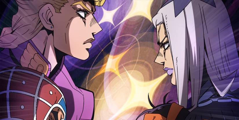 Jojo's Bizzare Adventure - Still Frame From Part 5 OP Fighting Gold Showing Giorno And Abbachio