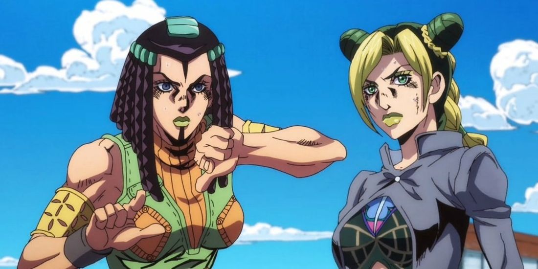 Jolyne and Ermes getting ready to fight