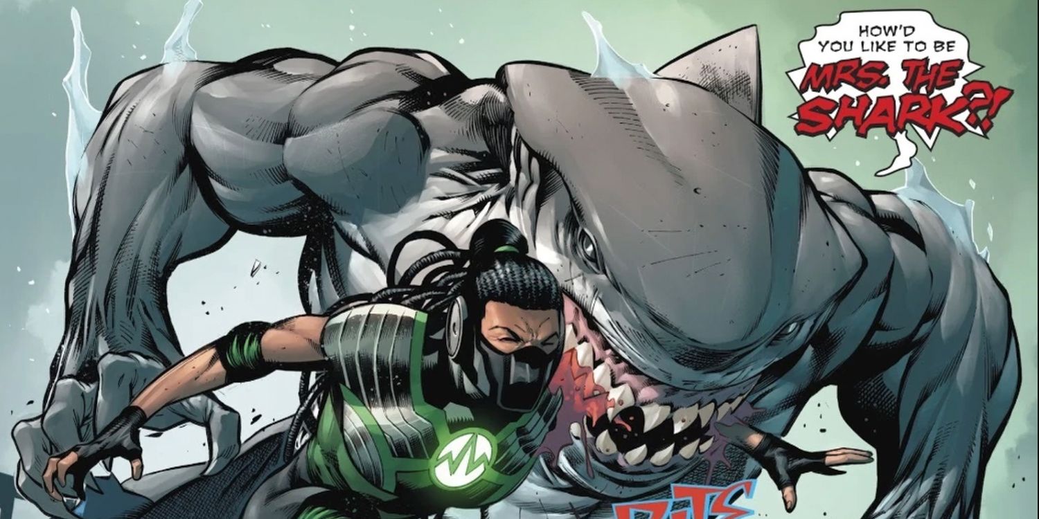 Каршон кусает Зеленый Фонарь в комиксах DC.