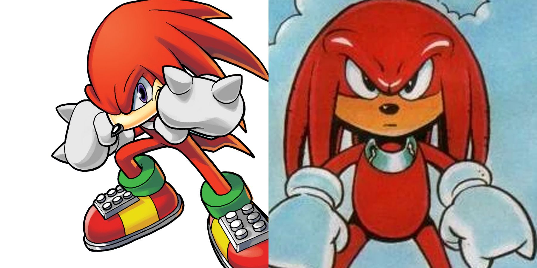 Knuckles in two different comics