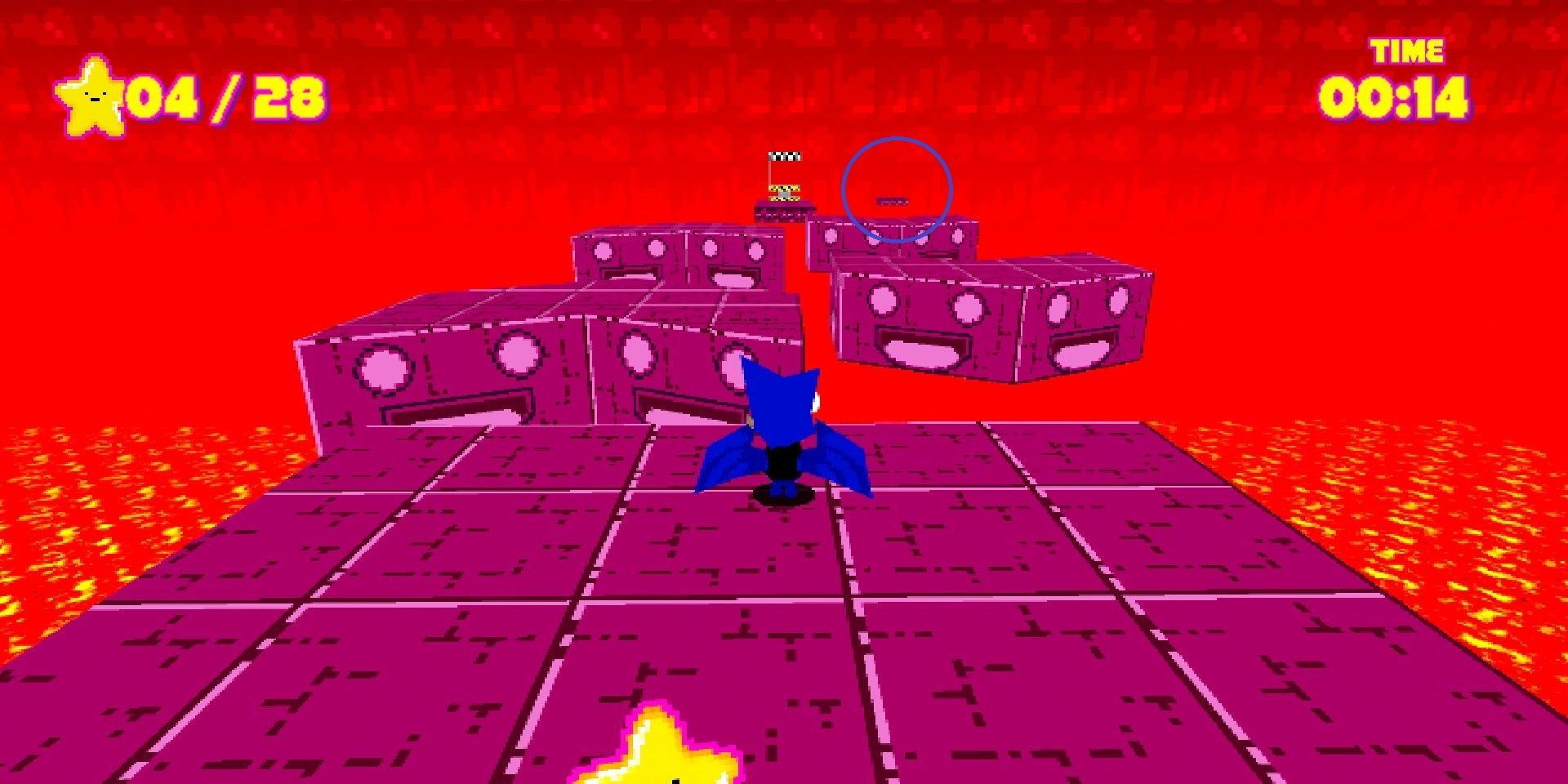 A lava level with the player in bat form in Toree 2