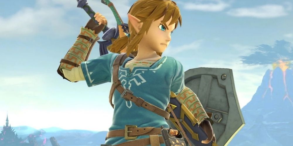 Link on Great Plateau Tower in Super Smash Bros. Ultimate