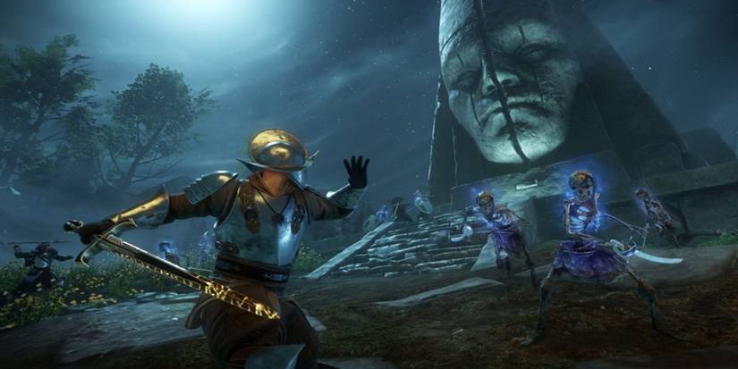 Lost Ancient Ones screenshot fighting a warrrio with a sword