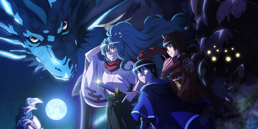 Main Cast Of Moonlit Fantasy With Their True Forms Behind Them, Looking Toward Camera