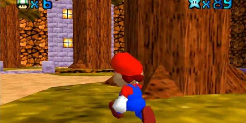 Mario 64 Star Revenge fan mod gameplay of Mario running through woodland village