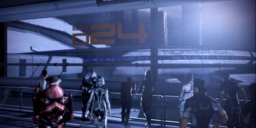 Characters looking at the Normandy. 