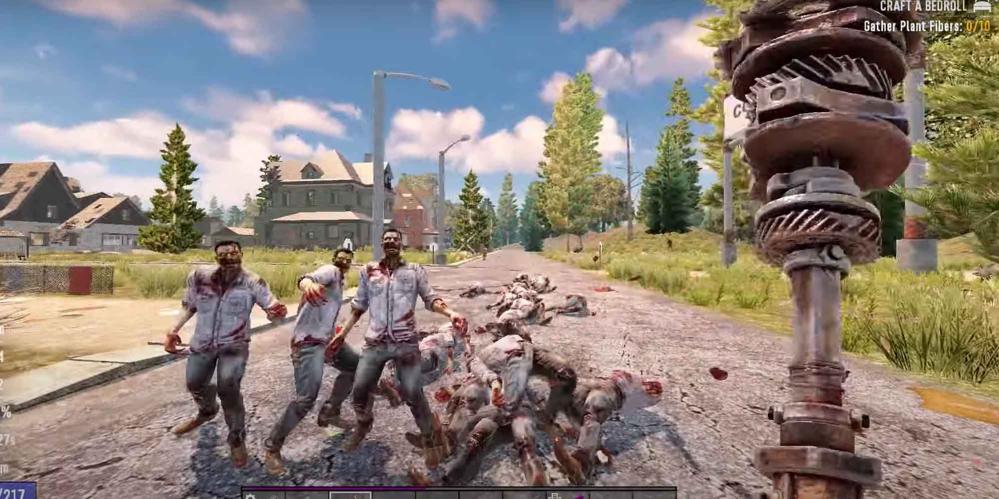 Using a melee weapon against zombies in 7 Days To Die