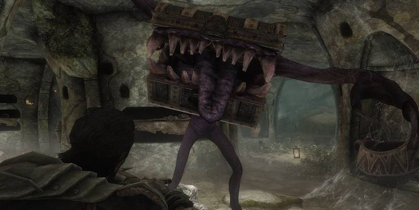 Player fights a Mimic by mihailmods Skyrim