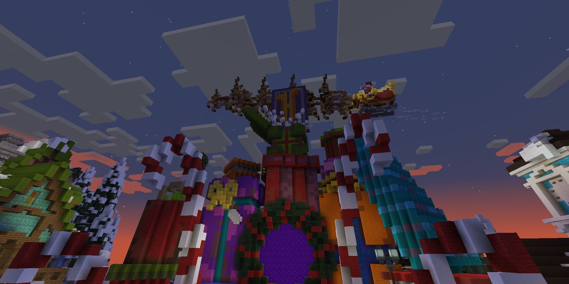 Hypixel server lobby logo for the holidays in Minecraft