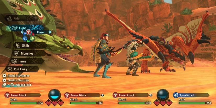 Monster Hunter Stories 2 Quick Finish option against large monster in valley