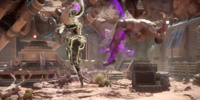 Mortal Kombat 11 - Sindel - Player performs mid-air attack
