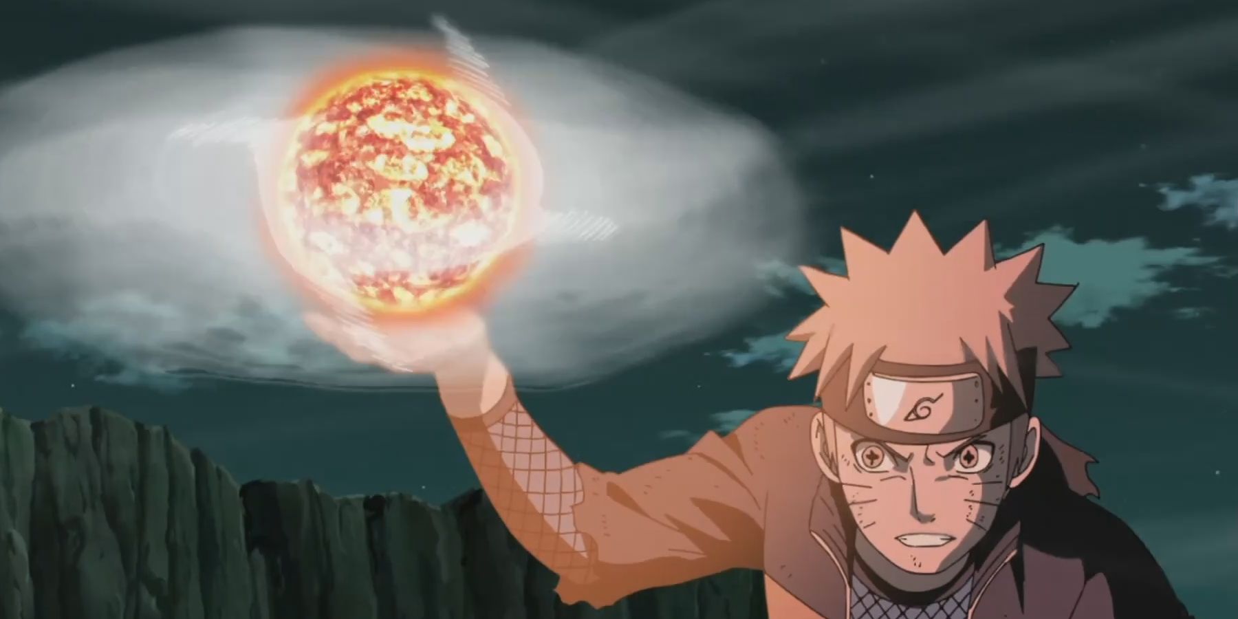 Naruto utilisant la lave Rasenshuriken